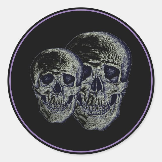Halloween Stickers-Skulls Classic Round Sticker (Front)