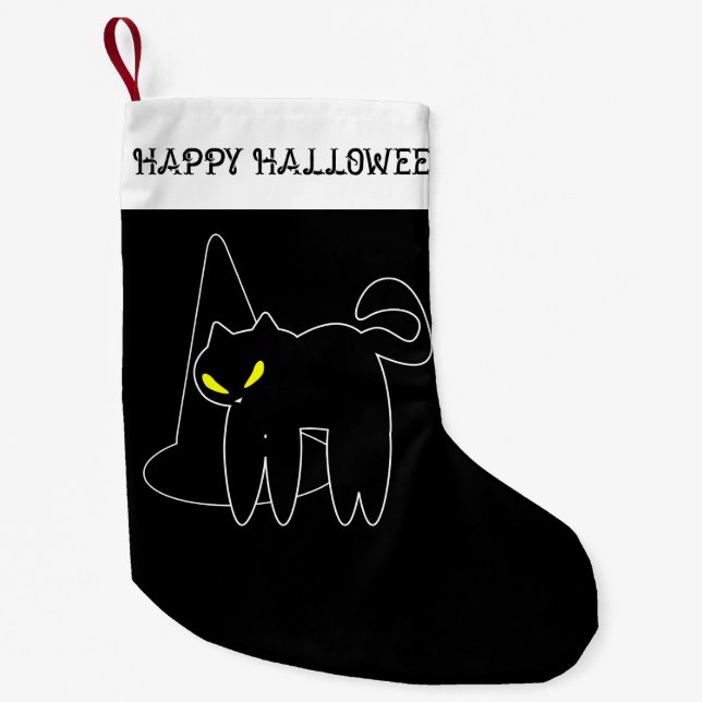 Halloween Stocking | Black Cat and Hat (Front)