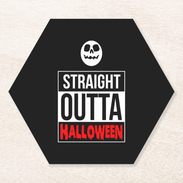 Halloween - Straight Outta Halloween Paper Coaster (Front)