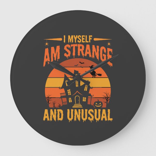 Halloween Strange and Unusual Haunted House Graphi Large Clock (Front)