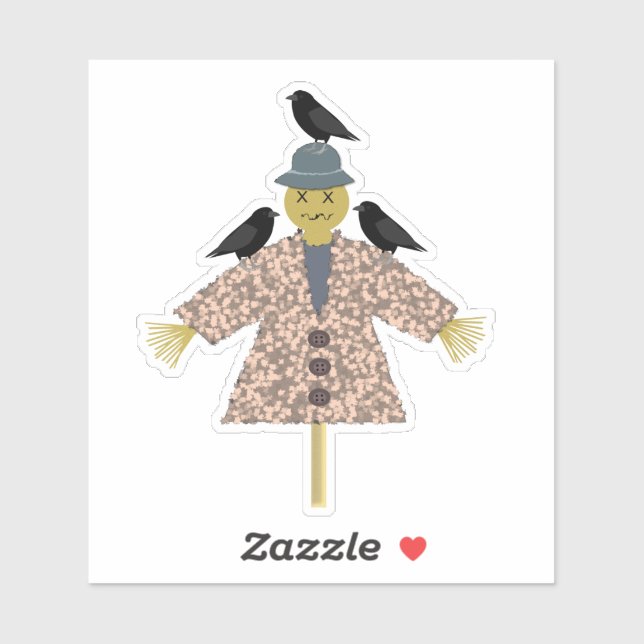 Halloween Straw Scarecrow and Ravens (Sheet)