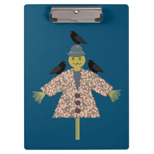 Halloween Straw Scarecrow and Ravens Custom Clipboard