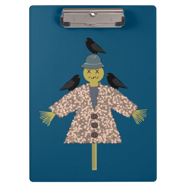 Halloween Straw Scarecrow and Ravens Custom Clipboard (Front)