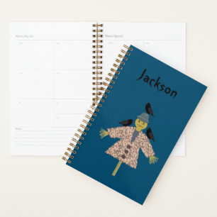 Halloween Straw Scarecrow and Ravens Custom Name Planner