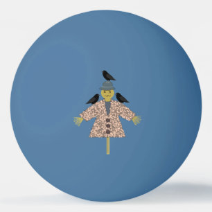 Halloween Straw Scarecrow and Ravens Ping Pong Ball