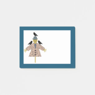 Halloween Straw Scarecrow and Ravens Post-it Notes