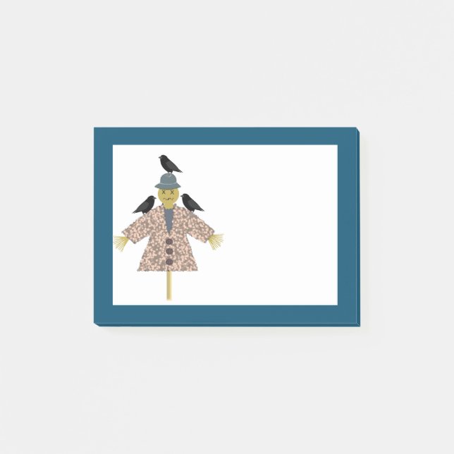 Halloween Straw Scarecrow and Ravens Post-it Notes (Front)