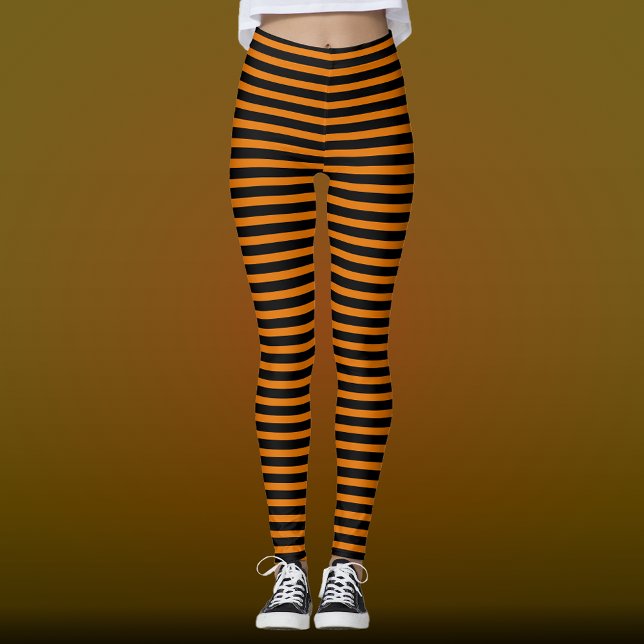 Halloween Striped Black & Orange  Leggings (Creator Uploaded)