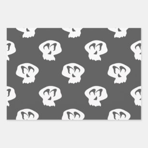Halloween stripes, herringbones and skulls   wrapping paper sheet