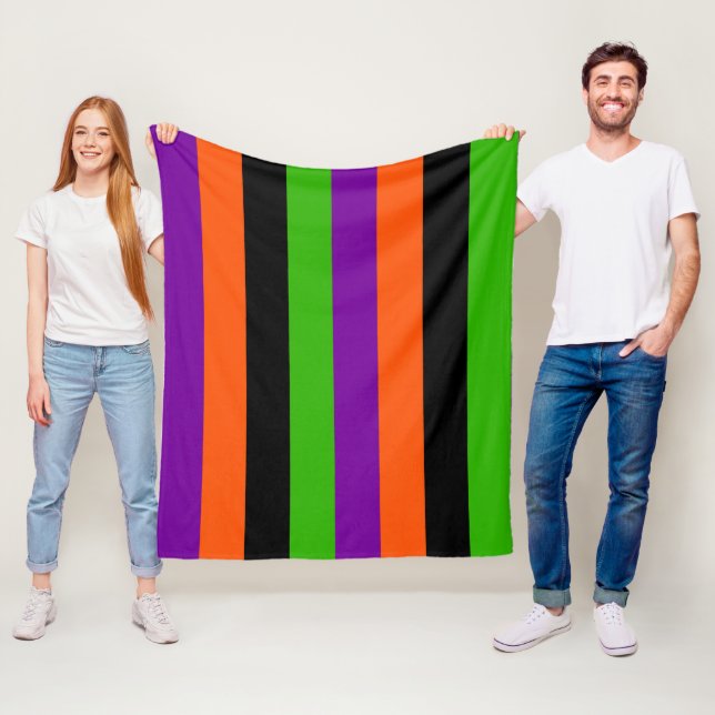 Halloween Stripes in Classic Colours Fleece Blanket (In Situ)