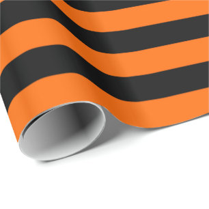 Halloween Stripes in Orange and Black Wrapping Paper