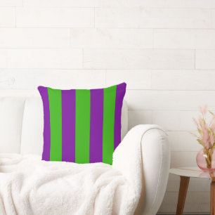 Halloween Stripes in Purple and Green Cushion