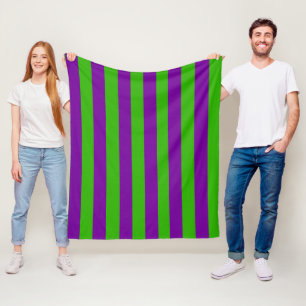 Halloween Stripes in Purple and Green Fleece Blanket