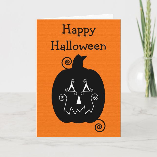 Halloween Stripes Jack O'Lantern Card (Front)
