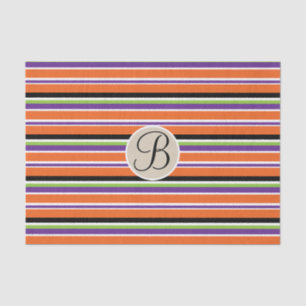 Halloween Stripes Kraft Monogram Letter Initial Tissue Paper