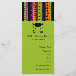 Halloween Stripes Spider Menu Card