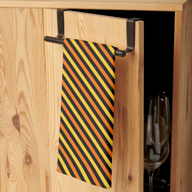 Halloween Stripes Tea Towel (Thirds Fold)