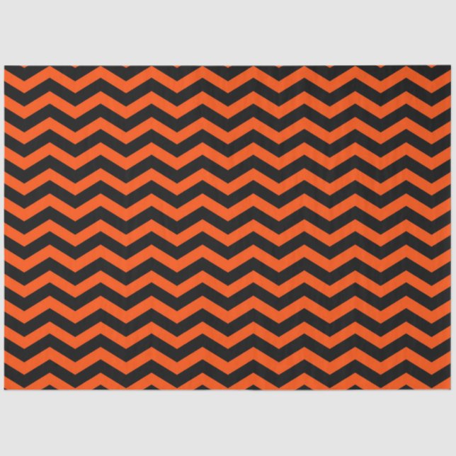 Halloween Style | Orange Black Chevron Stripes Tissue Paper (Front)