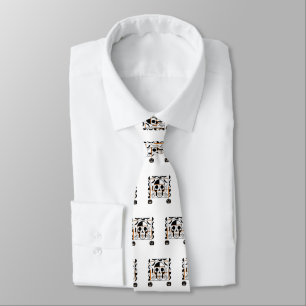 Halloween-style skull, bats, spider webs tie