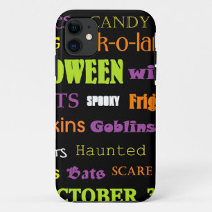 Halloween Subway Art Words iPhone 11 Case