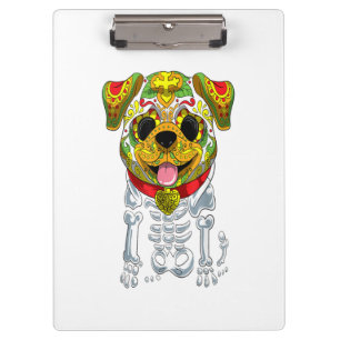 Halloween Sugar Skull Bulldog Gift Clipboard