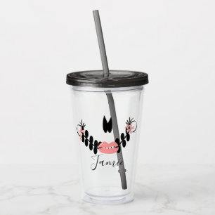 Halloween Sugar Skull Half Script Monogrammed Acrylic Tumbler