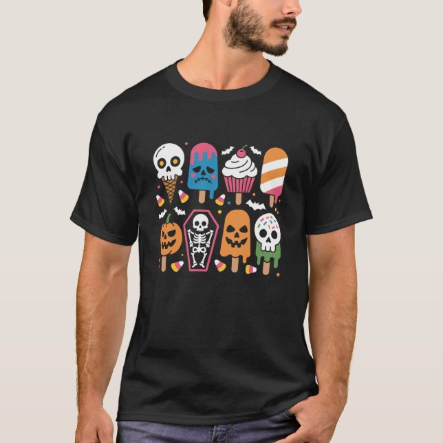 Halloween Summer Popsicle Halloween Ice Cream Summ T-Shirt (Front)