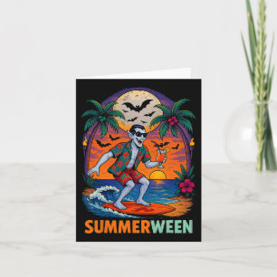 Halloween Summer Ween Dracula Costume Beach Party Card
