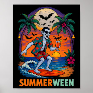 Halloween Summer Ween Dracula Costume Beach Party Poster