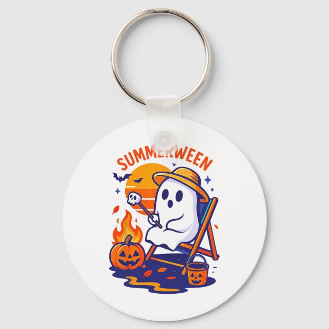 Halloween Summer Ween Funny Boo Vacation Float Cos Key Ring (Front)