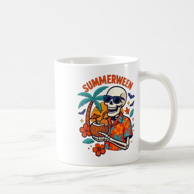 Halloween Summer Ween Skeleton Spooky Vacation Flo Coffee Mug (Right)