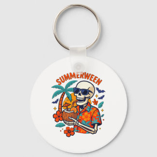 Halloween Summer Ween Skeleton Spooky Vacation Flo Key Ring