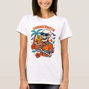 Halloween Summer Ween Skeleton Spooky Vacation Flo T-Shirt