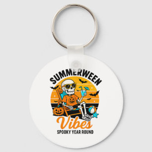 Halloween Summer Ween Vibes Spooky Skeleton Float Key Ring