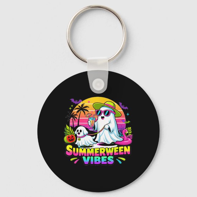 Halloween Summerweens Funny Ghosts Walking Dog Key Ring (Front)
