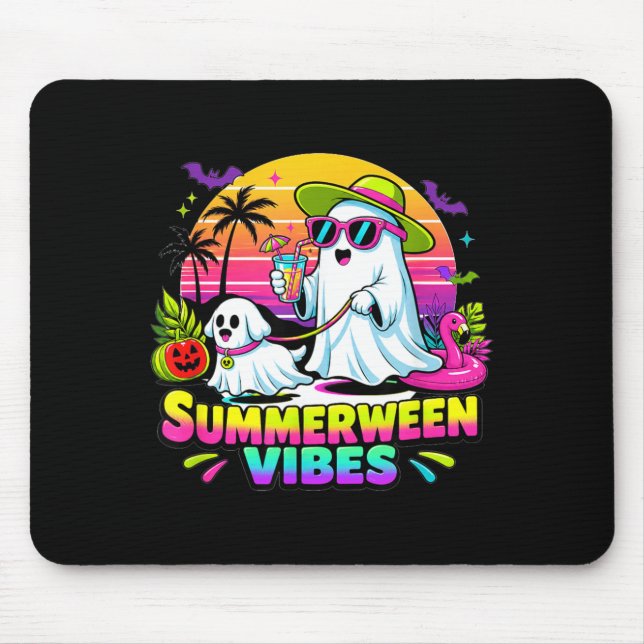 Halloween Summerweens Funny Ghosts Walking Dog Mouse Pad (Front)