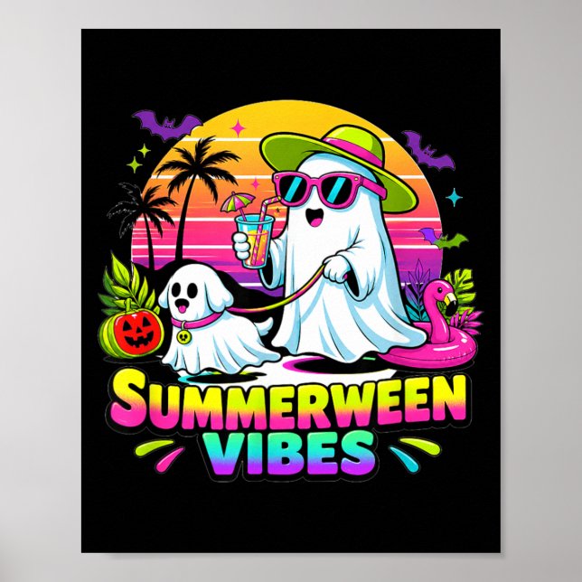 Halloween Summerweens Funny Ghosts Walking Dog Poster (Front)