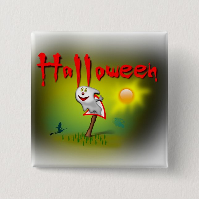 Halloween Sunshine Ghost - 15 Cm Square Badge (Front)