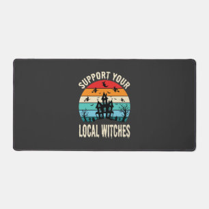 Halloween Support Your Local Witches Haunted House Desk Mat