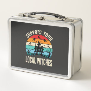 Halloween Support Your Local Witches Haunted House Metal Lunch Box