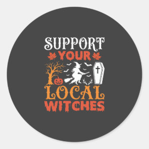 Halloween Support Your Local Witches Vintage Graph Classic Round Sticker
