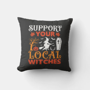 Halloween Support Your Local Witches Vintage Graph Cushion