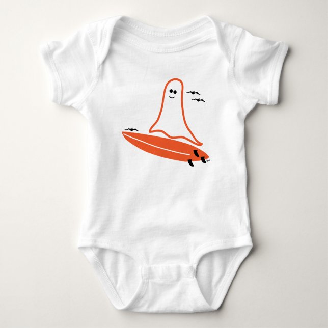 Halloween Surfer Ghost Baby Bodysuit (Front)