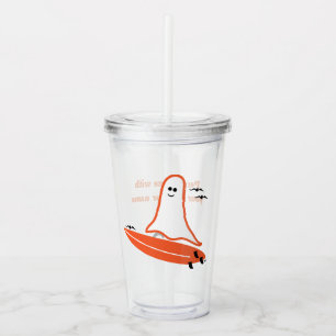 Halloween Surfer Ghost black Acrylic Tumbler