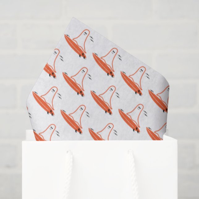 Halloween Surfer Ghost black Tissue Paper (Gift Bag)