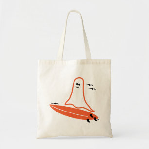 Halloween Surfer Ghost black Tote Bag
