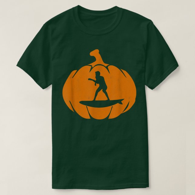 Halloween Surfer Pumpkin Surfing  T-Shirt (Design Front)