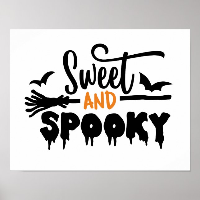 Halloween Sweet And Spooky Typographic Text Poster (Front)