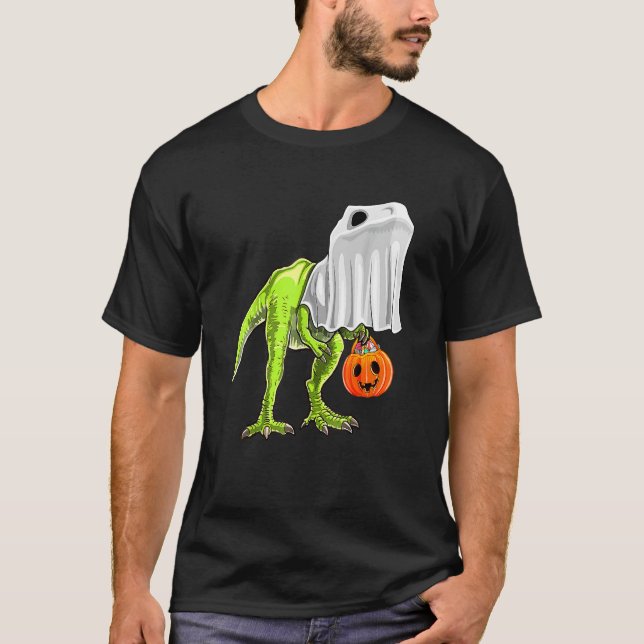 Halloween T Rex Dinosaur Ghost Trick Or Treat  For T-Shirt (Front)
