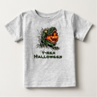 Halloween T-rex head eats Halloween pumpkin